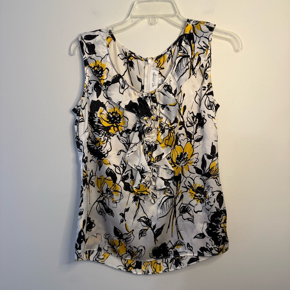 St. John Collection Silk Sleeveless Watercolor Top Size 4